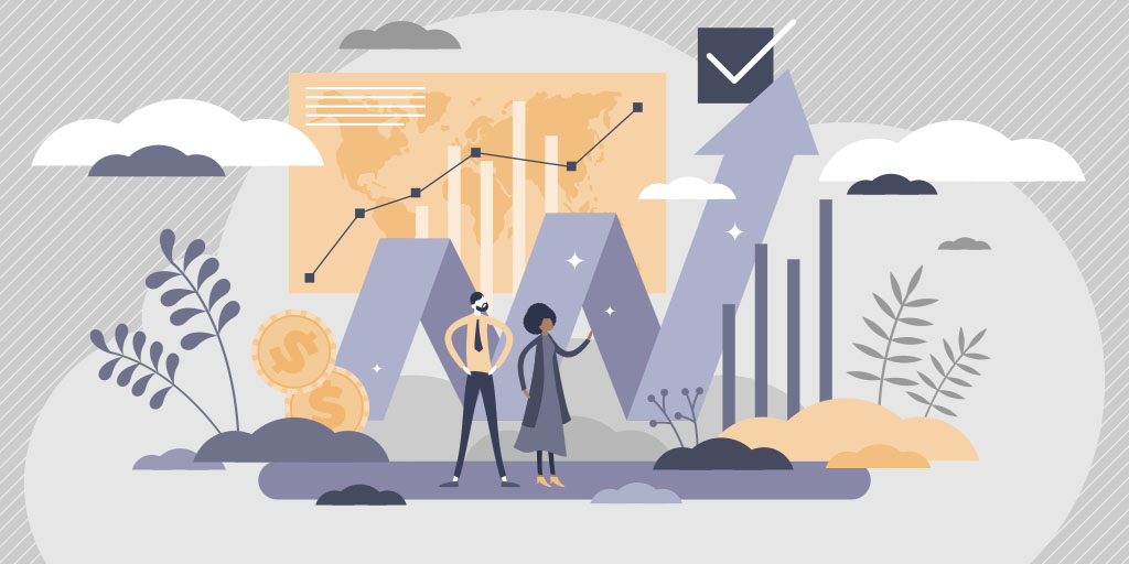 Image: Investment business improvement with finance economy profit arrow vector illustration. Source: Vector image in Shutterstock Images, https://www.shutterstock.com/image-vector/financial-market-money-value-growth-chart-1784894069