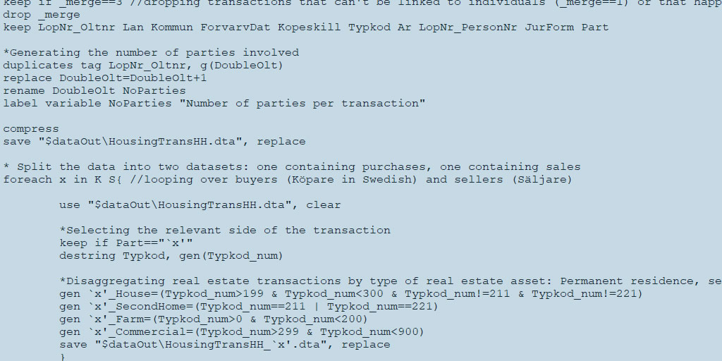 screenshot of stata do file from consumption project programs